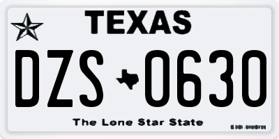 TX license plate DZS0630