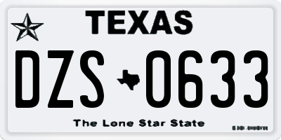 TX license plate DZS0633