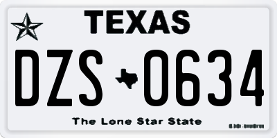 TX license plate DZS0634