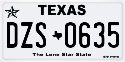 TX license plate DZS0635