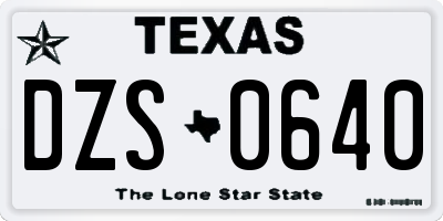 TX license plate DZS0640