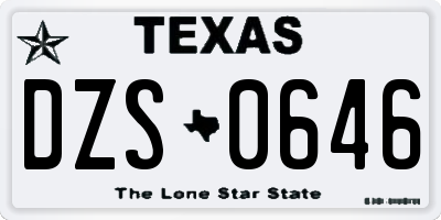 TX license plate DZS0646