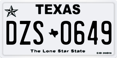 TX license plate DZS0649