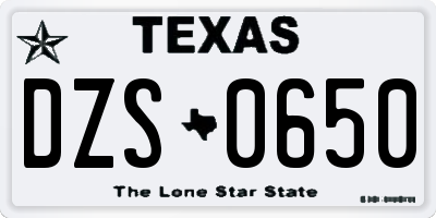 TX license plate DZS0650