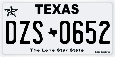 TX license plate DZS0652