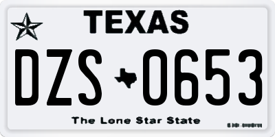 TX license plate DZS0653