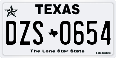TX license plate DZS0654