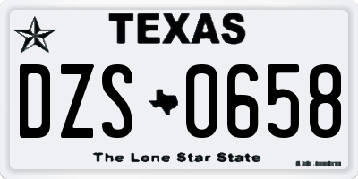 TX license plate DZS0658