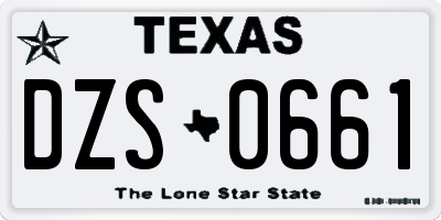 TX license plate DZS0661