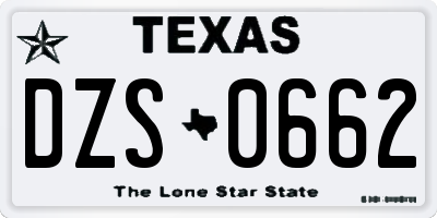 TX license plate DZS0662