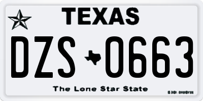 TX license plate DZS0663