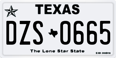 TX license plate DZS0665
