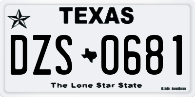 TX license plate DZS0681