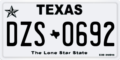 TX license plate DZS0692