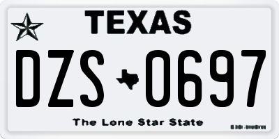 TX license plate DZS0697