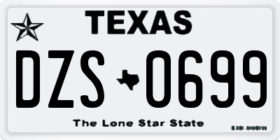 TX license plate DZS0699