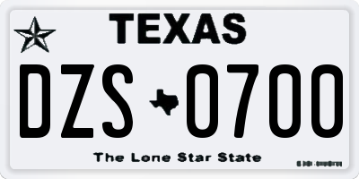 TX license plate DZS0700