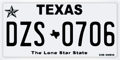 TX license plate DZS0706