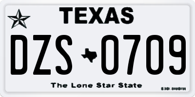 TX license plate DZS0709