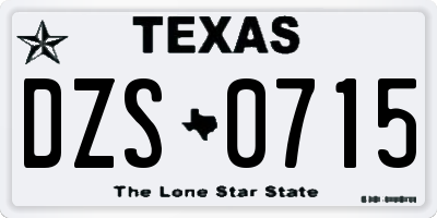 TX license plate DZS0715