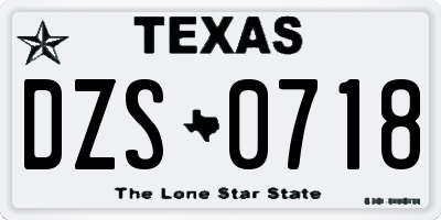 TX license plate DZS0718