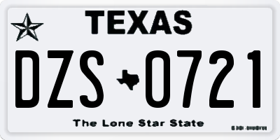 TX license plate DZS0721