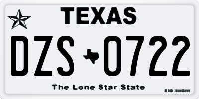 TX license plate DZS0722