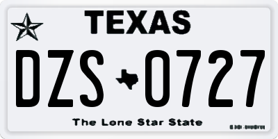 TX license plate DZS0727