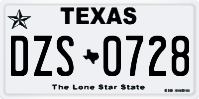 TX license plate DZS0728