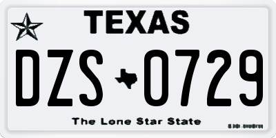 TX license plate DZS0729