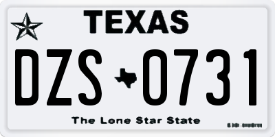 TX license plate DZS0731