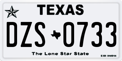 TX license plate DZS0733