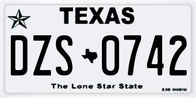 TX license plate DZS0742