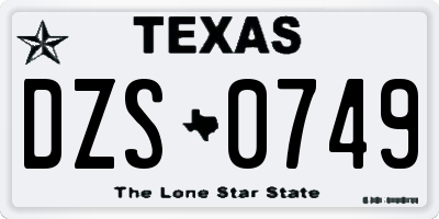 TX license plate DZS0749