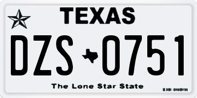 TX license plate DZS0751