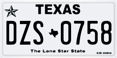 TX license plate DZS0758