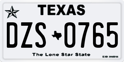 TX license plate DZS0765