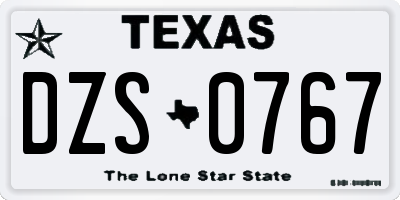 TX license plate DZS0767