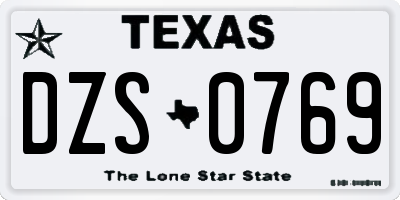 TX license plate DZS0769