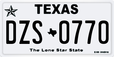 TX license plate DZS0770