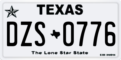 TX license plate DZS0776