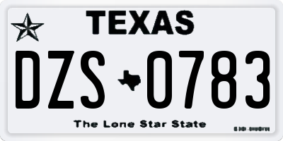 TX license plate DZS0783