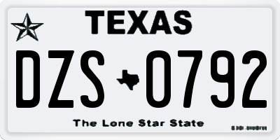TX license plate DZS0792