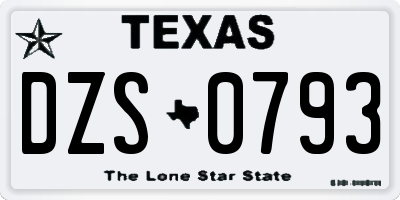 TX license plate DZS0793