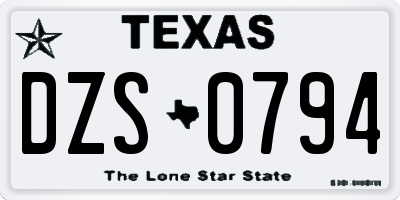 TX license plate DZS0794