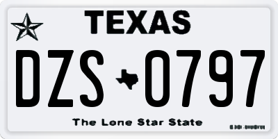 TX license plate DZS0797