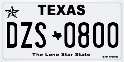 TX license plate DZS0800