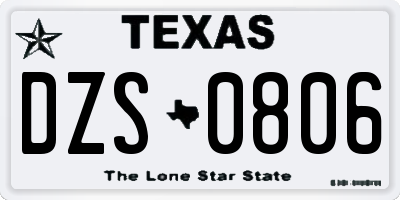 TX license plate DZS0806