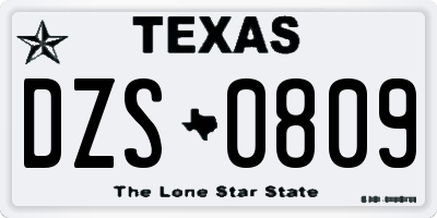 TX license plate DZS0809
