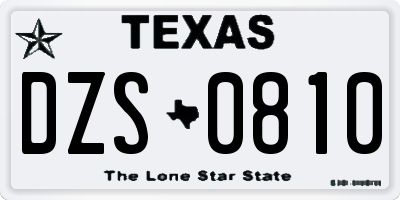 TX license plate DZS0810